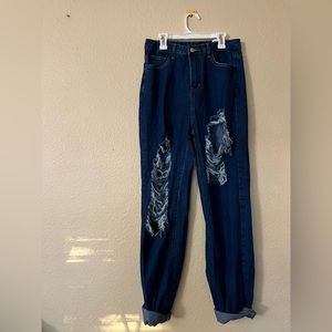 Dark wash ripped jeans